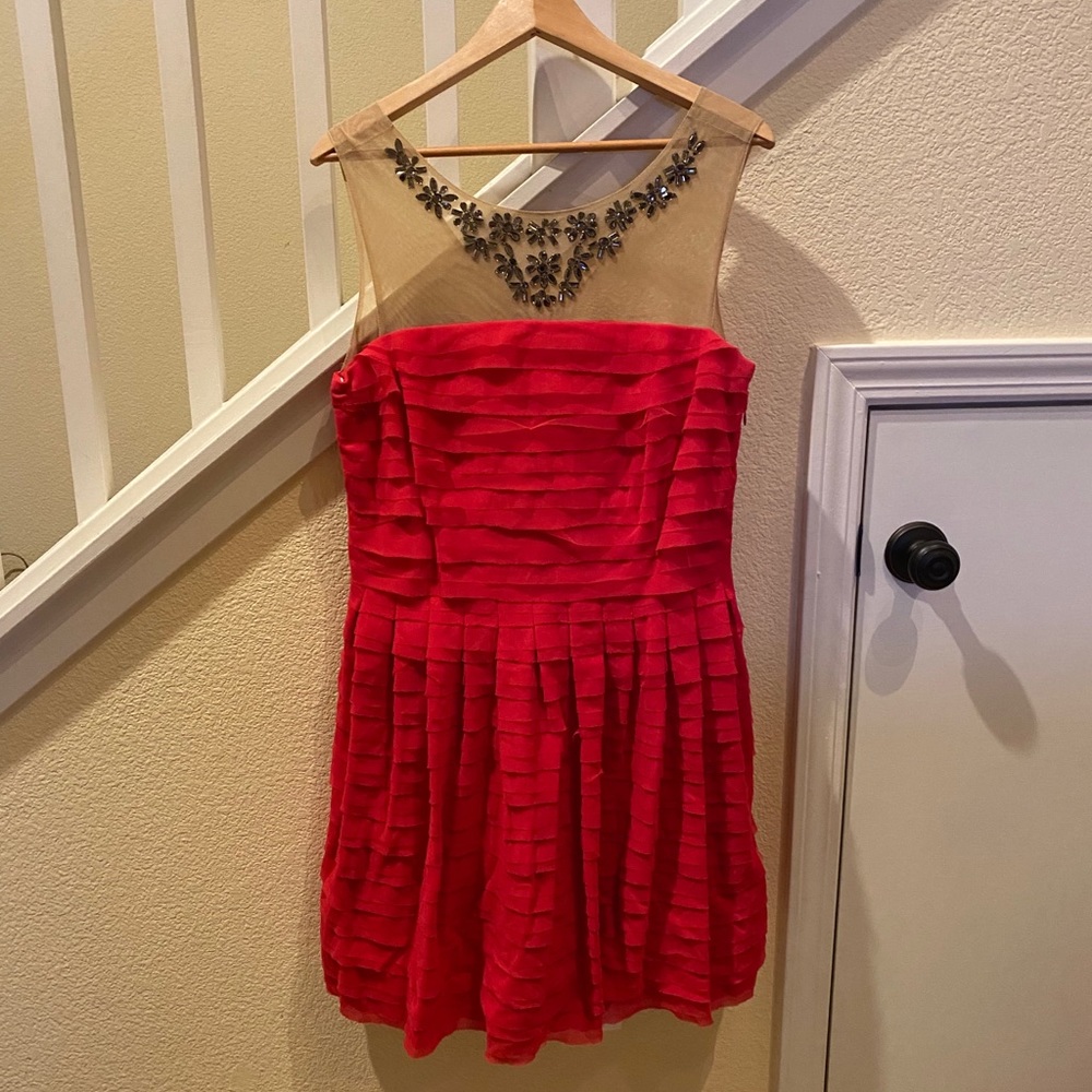 BCBGMaxAzira “Marina” Tiered Embellished Dress
